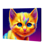Załaduj obraz do przeglądarki galerii, Urocza tęczowa kotka | Haft Diamentowy
