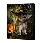 Załaduj obraz do przeglądarki galerii, Kot w  kapeluszu czarownicy | Haft Diamentowy
