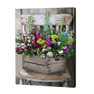 Kolorowe kwiaty w pudełku | Haft Diamentowy