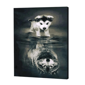 Odbicie Husky Wolf | Haft Diamentowy