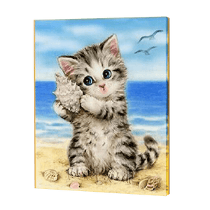 Kociak z muszlą | Haft Diamentowy