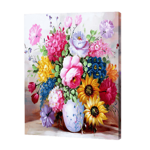 Wielokolorowe kwiaty w wazonie | Haft Diamentowy