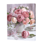 Załaduj obraz do przeglądarki galerii, Róże brzoskwiniowe w wazonie | Haft Diamentowy
