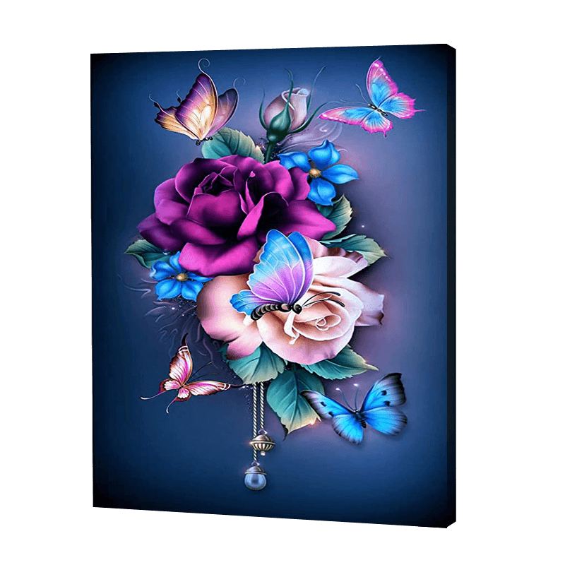 Róże z motylami | Haft Diamentowy