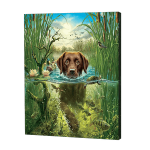 Pływanie psa | Haft Diamentowy