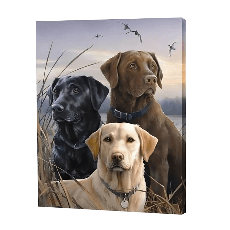 Trzy psy na polu | Haft Diamentowy