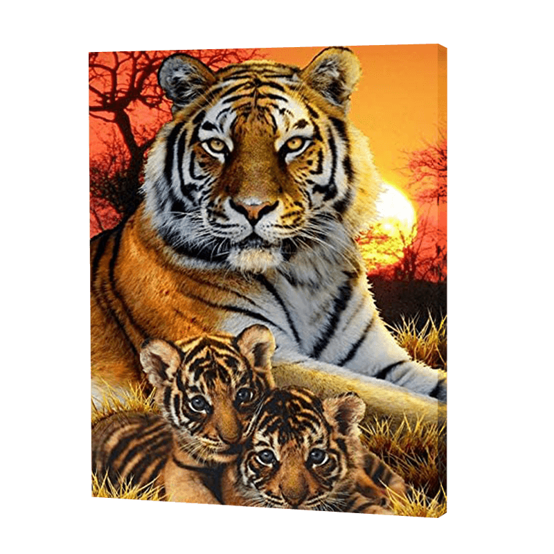 Tygrys z młodymi | Haft Diamentowy