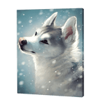 Załaduj obraz do przeglądarki galerii, Biały wilk w śniegu | Haft Diamentowy
