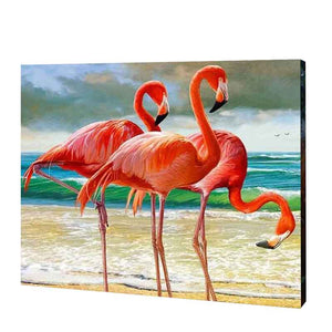Plaża i flamingi | Haft Diamentowy