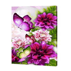 Fioletowe kwiaty motyla | Haft Diamentowy